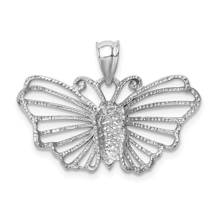 Million Charms 14K White Polished Butterfly Pendant