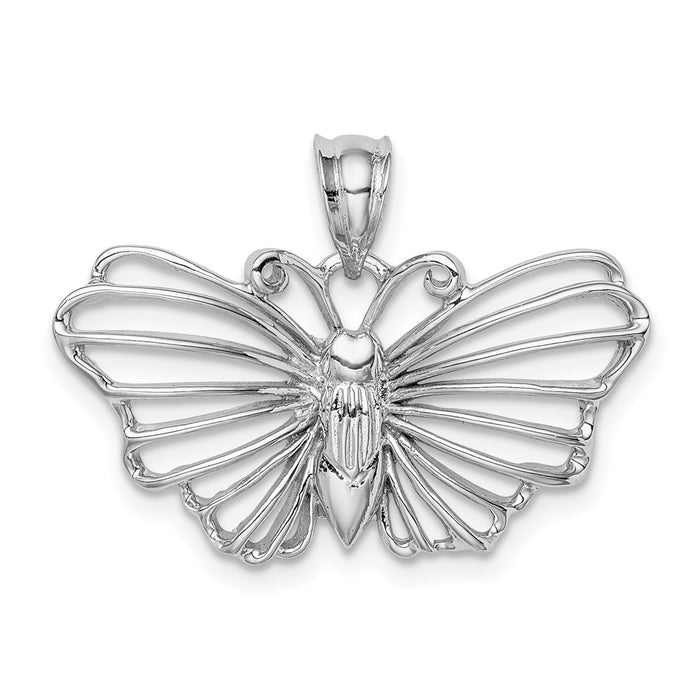 Million Charms 14K White Polished Butterfly Pendant