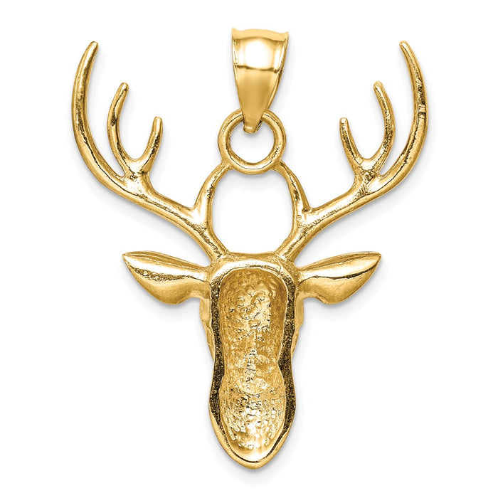 Million Charms 14K Yellow Gold Themed Polished Deer Head Pendant