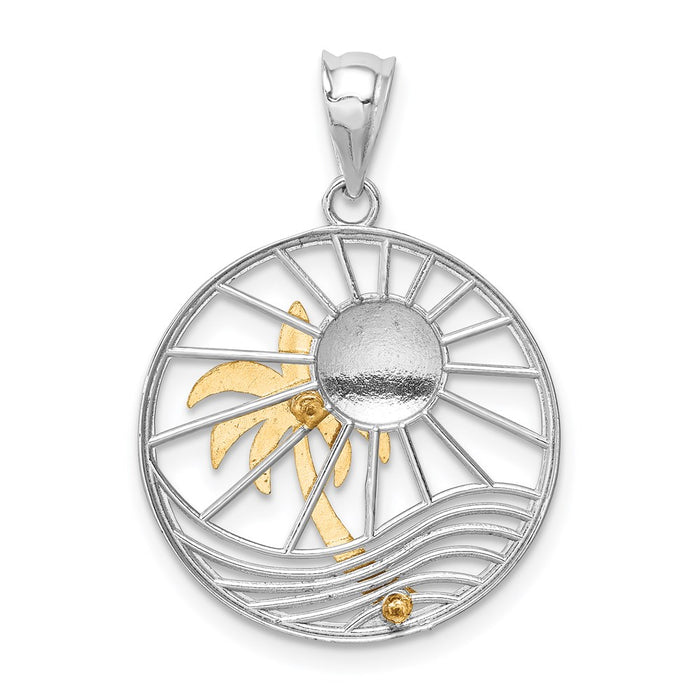 Million Charms 14K Yellow & White Gold Themed Polished Sunset Pendant