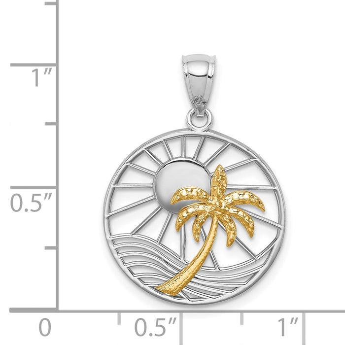 Million Charms 14K Yellow & White Gold Themed Polished Sunset Pendant