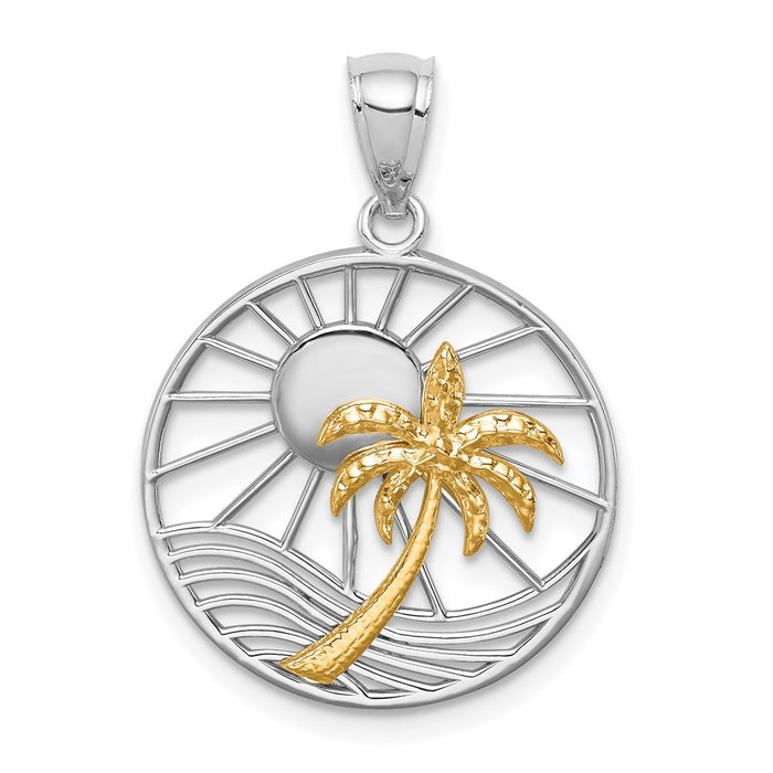 Million Charms 14K Yellow & White Gold Themed Polished Sunset Pendant