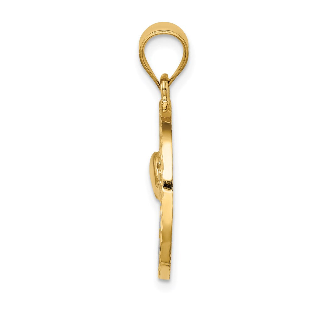 Million Charms 14K Yellow Gold Themed With Rhodium-plated Polished Sun Set Pendant