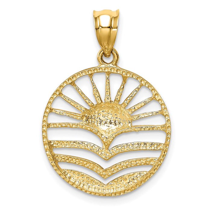 Million Charms 14K Yellow Gold Themed With Rhodium-plated Polished Sun Set Pendant