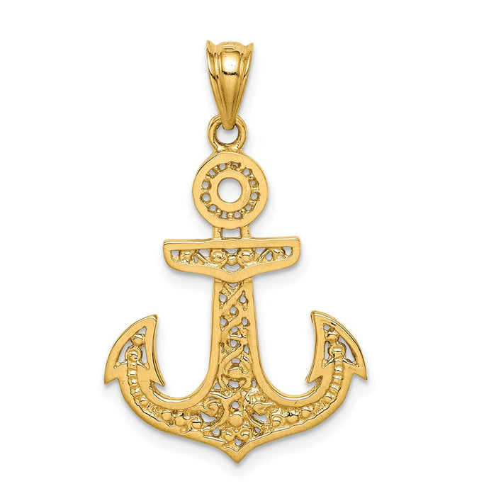 Million Charms 14K Yellow Gold Themed Polished Nautical Anchor Pendant