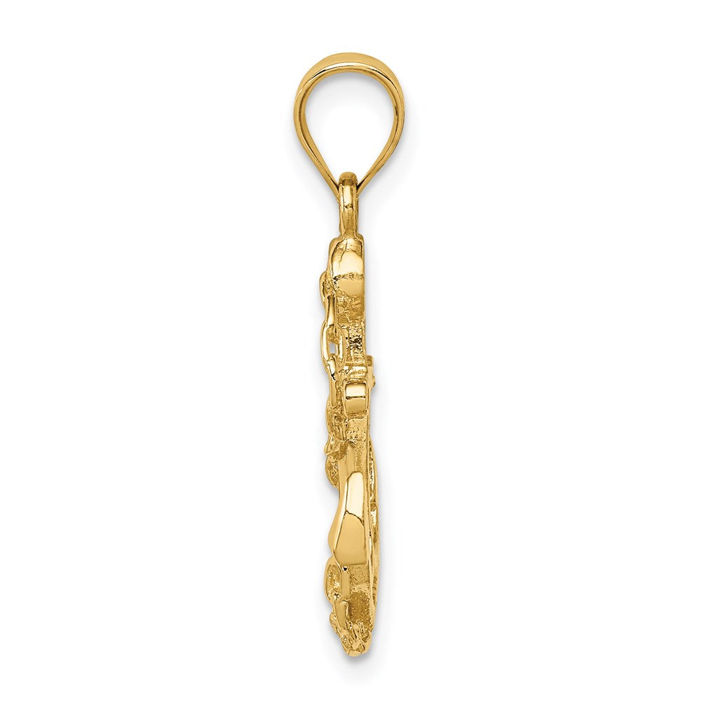 Million Charms 14K Yellow Gold Themed Polished Nautical Anchor & Chain Pendant