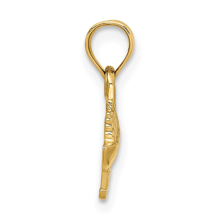 Million Charms 14K Yellow Gold Themed Polished Jamaica Ship Pendant