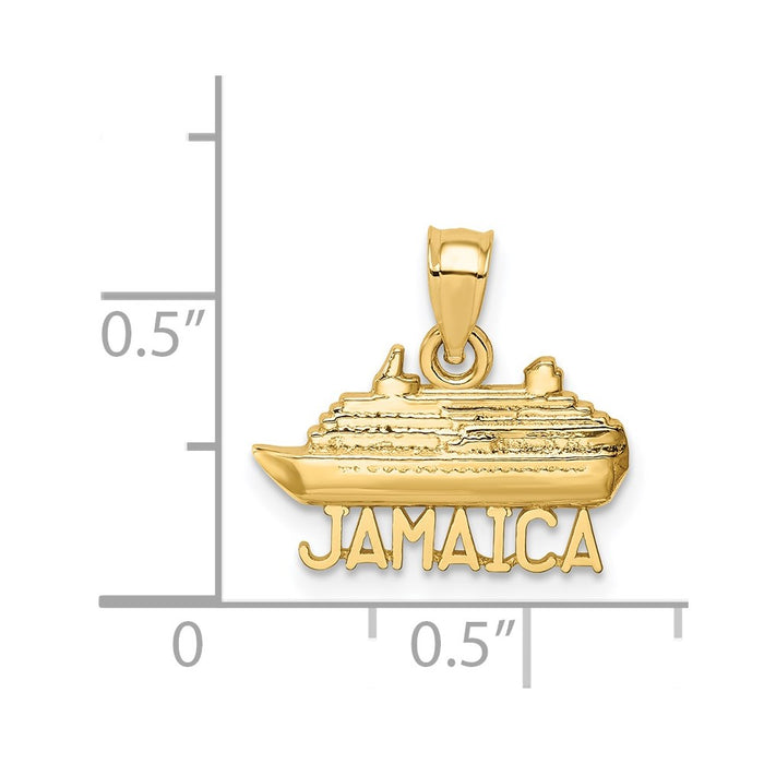 Million Charms 14K Yellow Gold Themed Polished Jamaica Ship Pendant