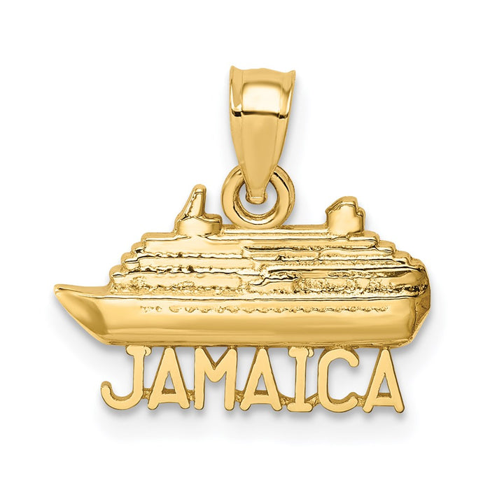 Million Charms 14K Yellow Gold Themed Polished Jamaica Ship Pendant