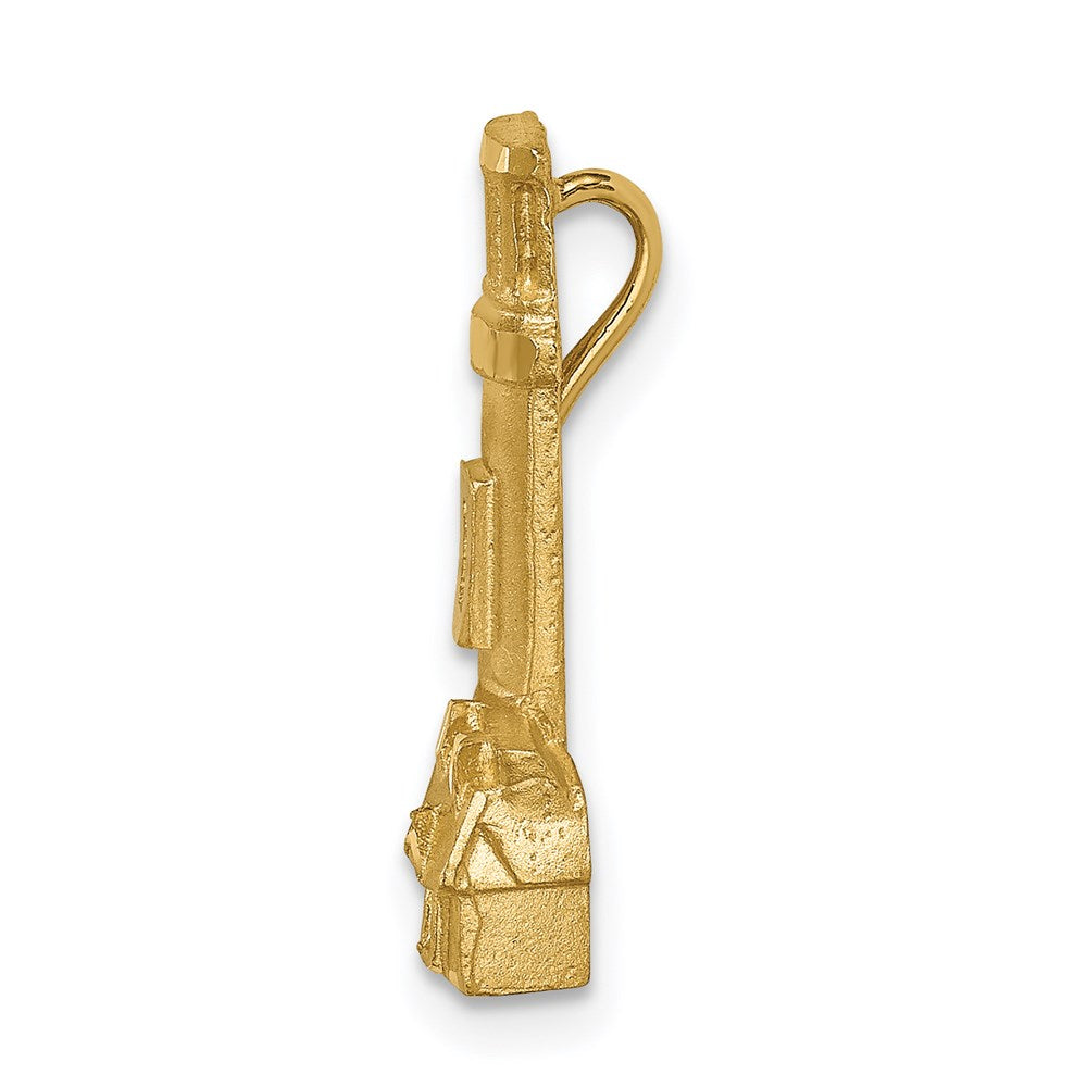 Million Charms 14K Yellow Gold Themed Brushed & Polished Diamond-Cut Lighthouse Chain Slide