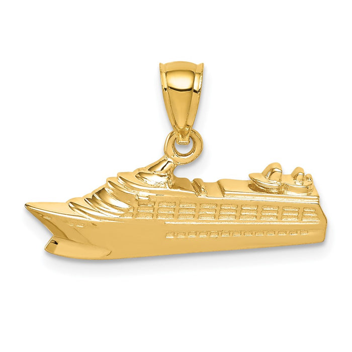 Million Charms 14K Yellow Gold Themed Polished Cruse Ship Pendant