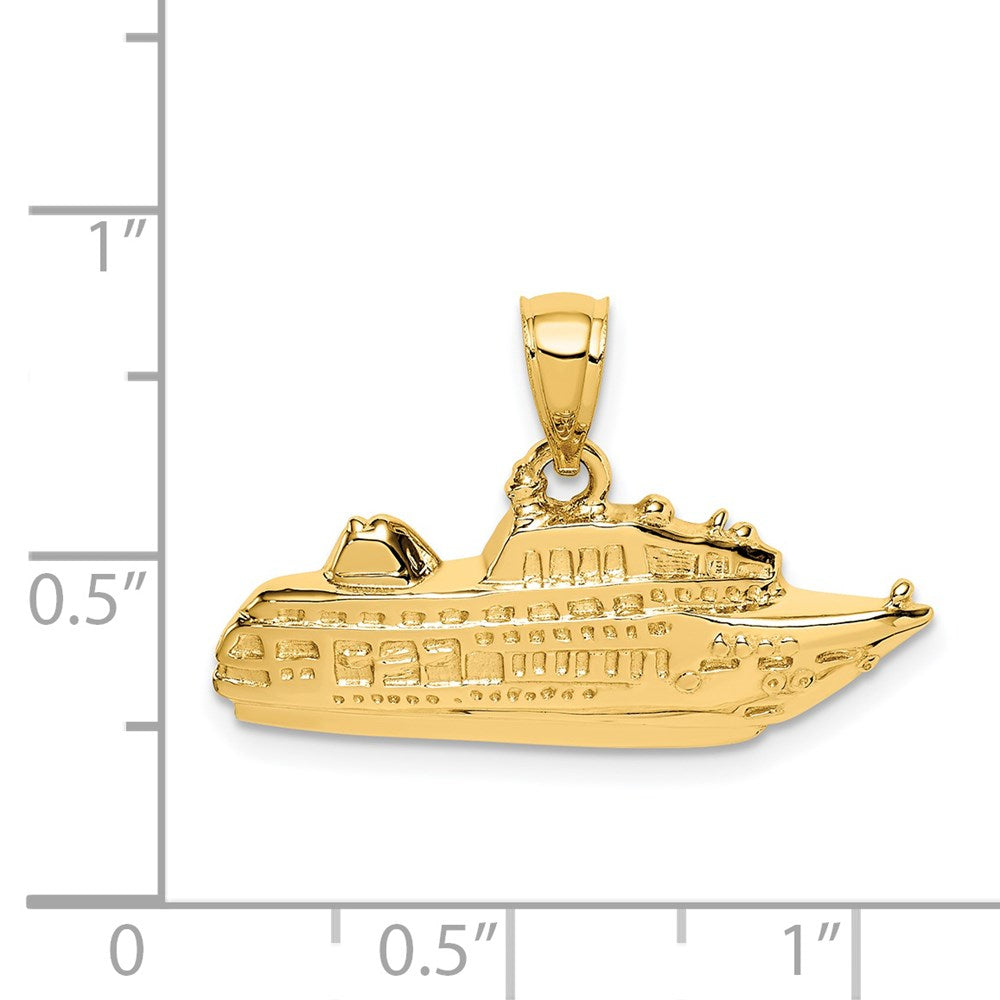 Million Charms 14K Yellow Gold Themed Polished Cruise Ship Pendant