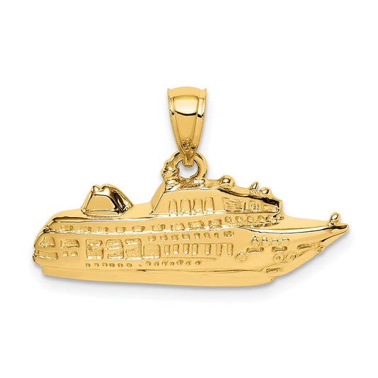 Million Charms 14K Yellow Gold Themed Polished Cruise Ship Pendant