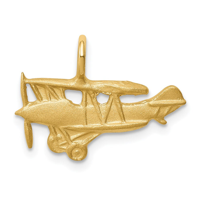 Million Charms 14K Yellow Gold Themed Brushed Airplane Chain Slide