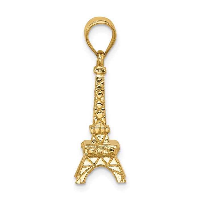 Million Charms 14K Yellow Gold Themed Polished 3D Eiffel Tower Pendant