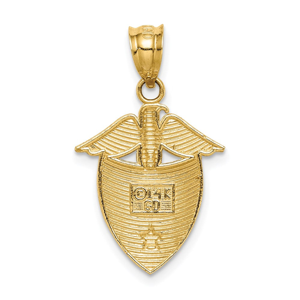 Million Charms 14K Yellow Gold Themed Polished America Shield Pendant