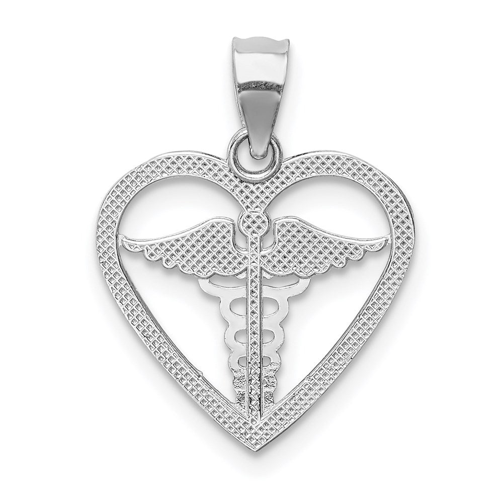Million Charms 14K White Polished Medical Heart Pendant
