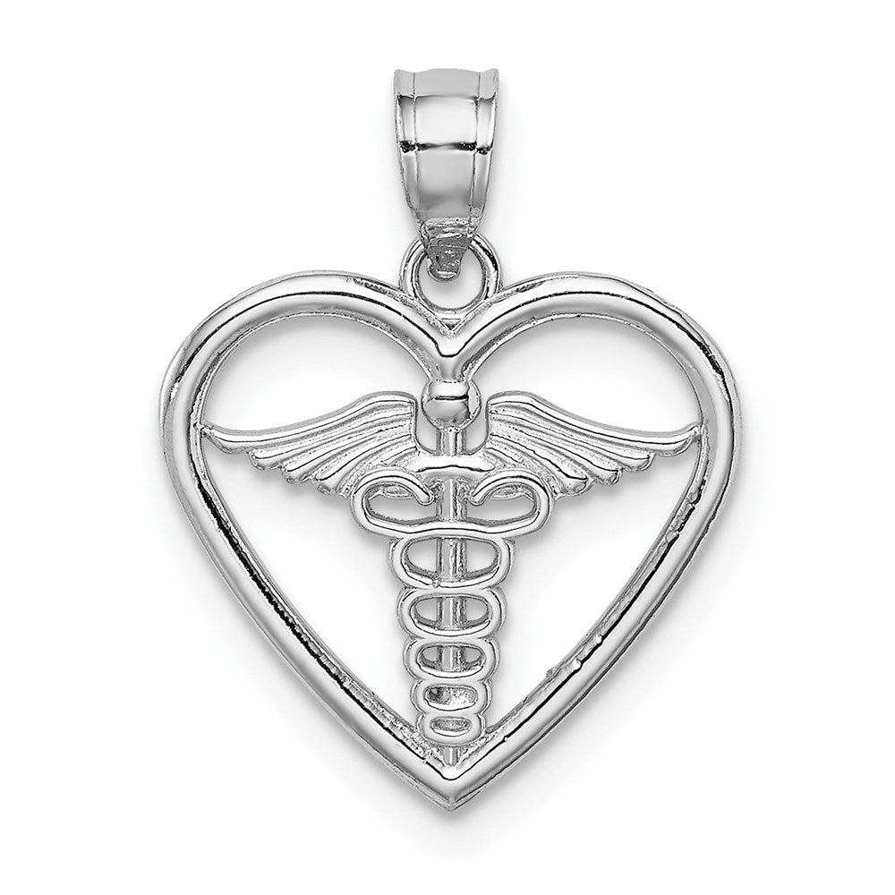 Million Charms 14K White Polished Medical Heart Pendant