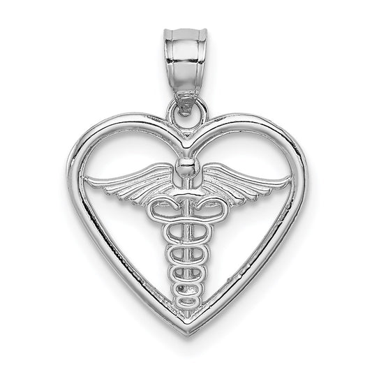 Million Charms 14K White Polished Medical Heart Pendant