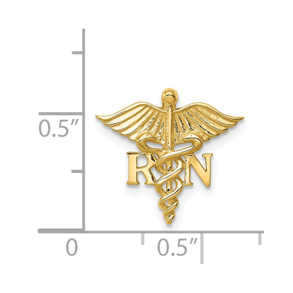 Million Charms 14K Yellow Gold Themed Polished RN (Registered Nurse) Medical Chain Slide