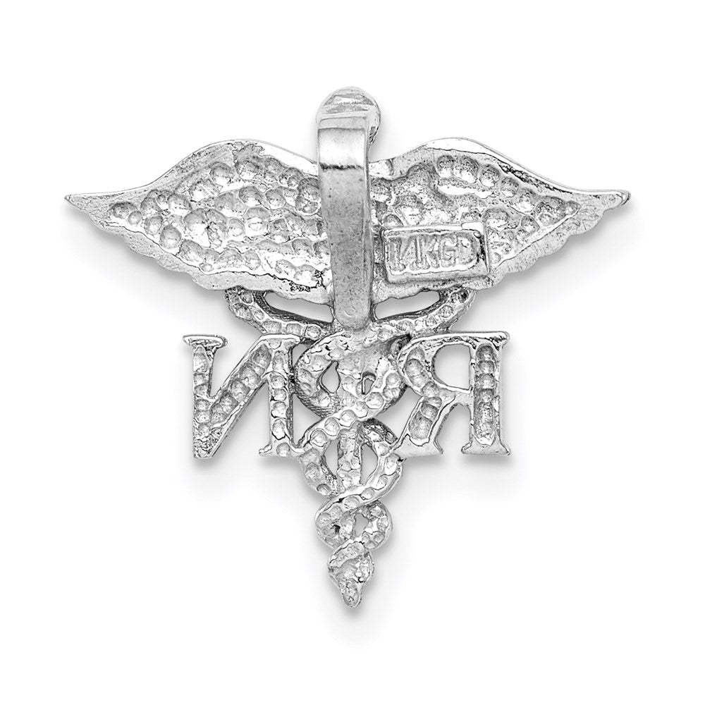 Million Charms 14K White Polished RN (Registered Nurse) Medical Chain Slide