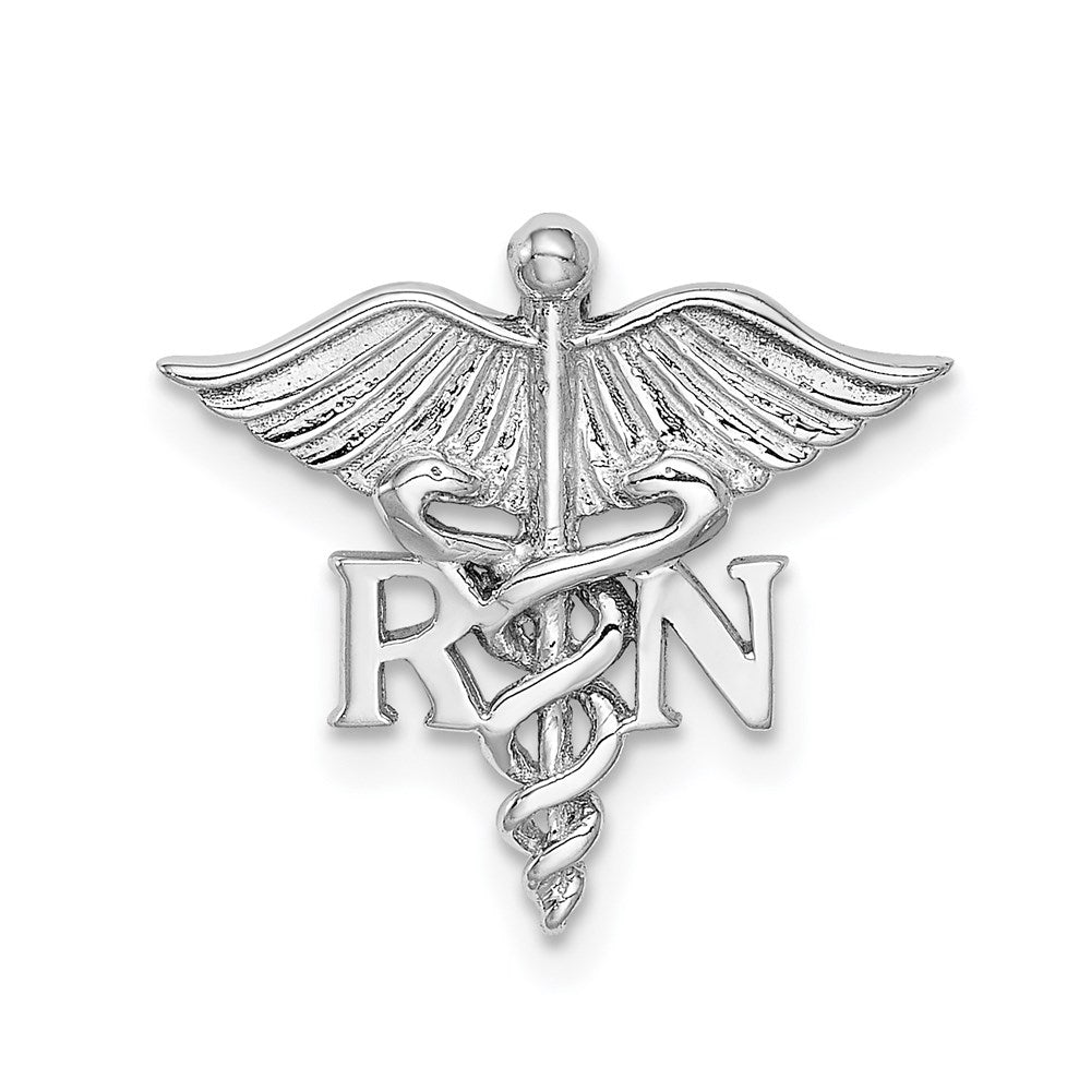 Million Charms 14K White Polished RN (Registered Nurse) Medical Chain Slide