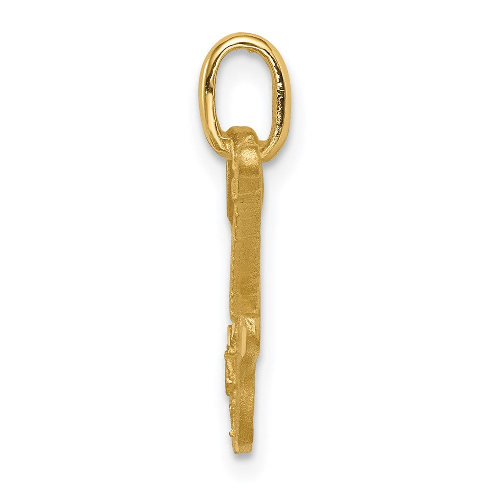 Million Charms 14K Yellow Gold Themed Brushed & Diamond-Cut Guitar Pendant