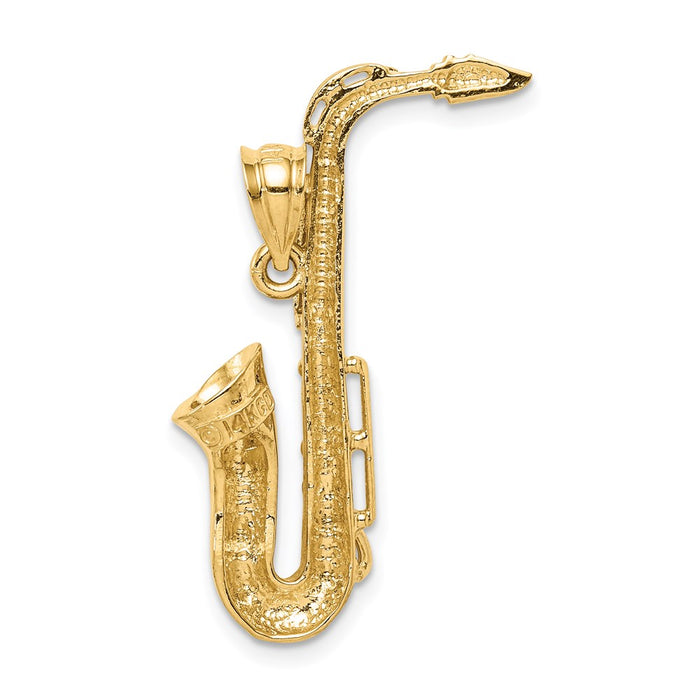 Million Charms 14K Yellow Gold Themed Polished Saxophone Pendant