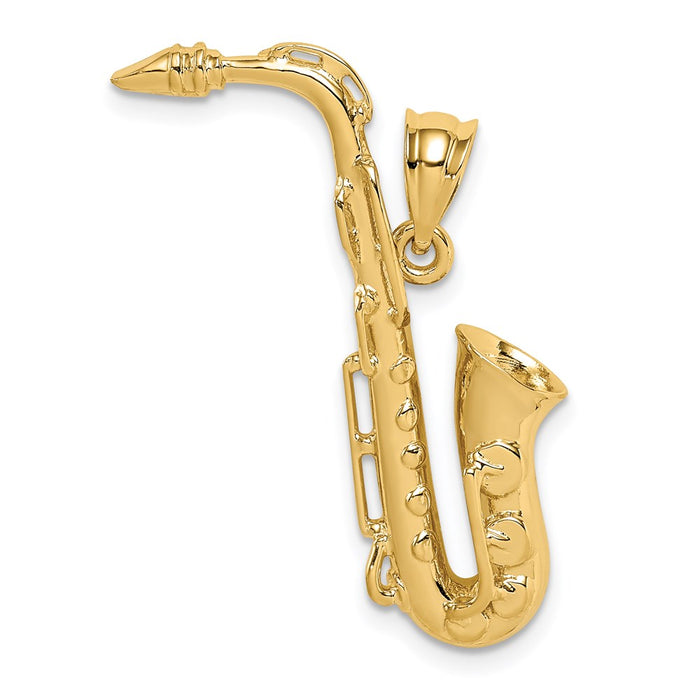 Million Charms 14K Yellow Gold Themed Polished Saxophone Pendant