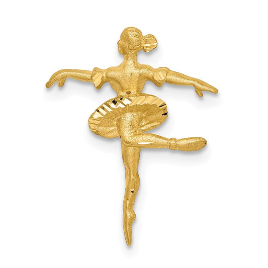Million Charms 14K Yellow Gold Themed Brushed & Diamond-Cut Mini Ballerina Chain Slide