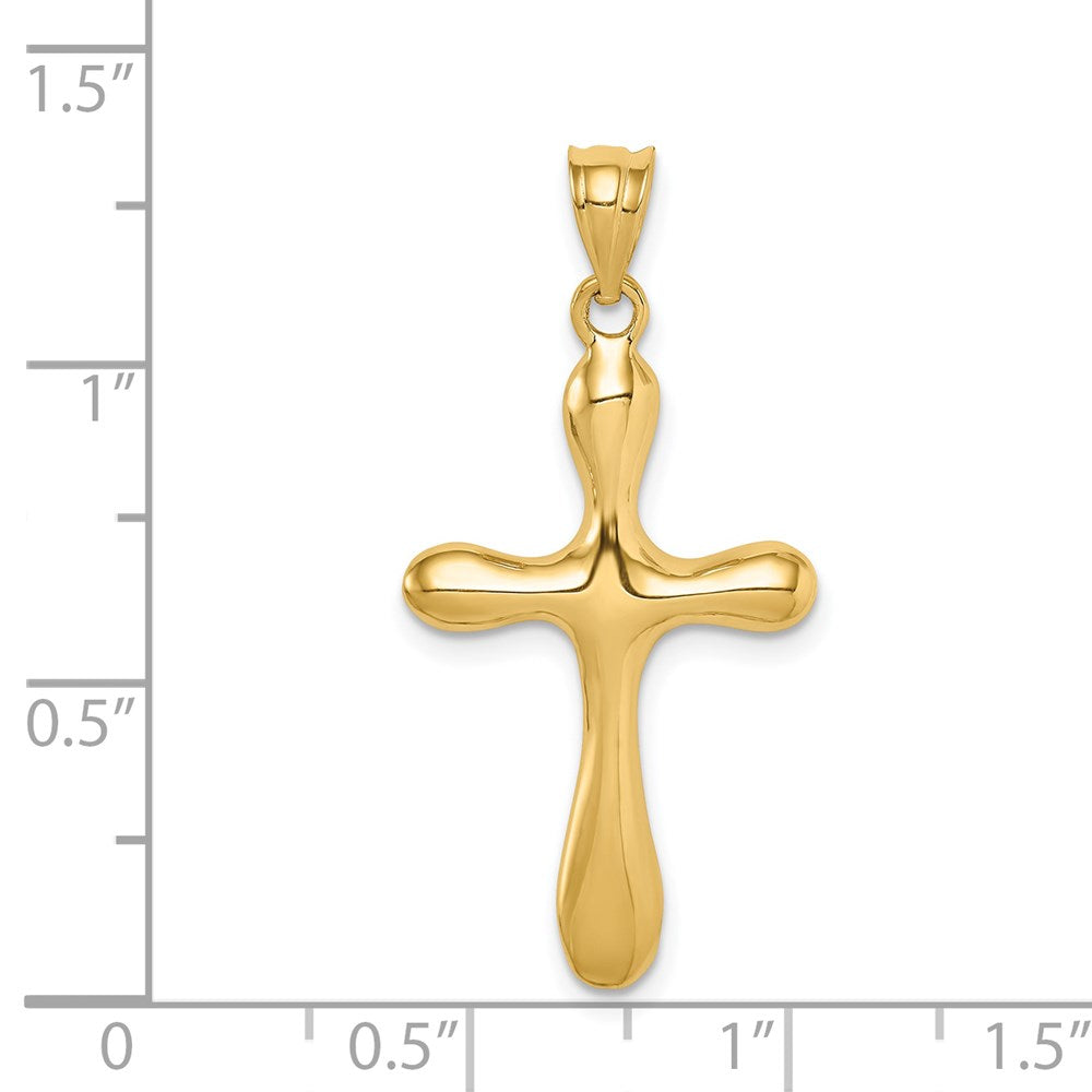 Million Charms 14K Yellow Gold Themed Polished Rounded Edge Relgious Cross Pendant