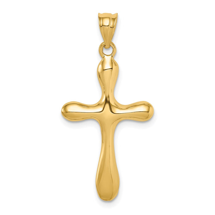 Million Charms 14K Yellow Gold Themed Polished Rounded Edge Relgious Cross Pendant