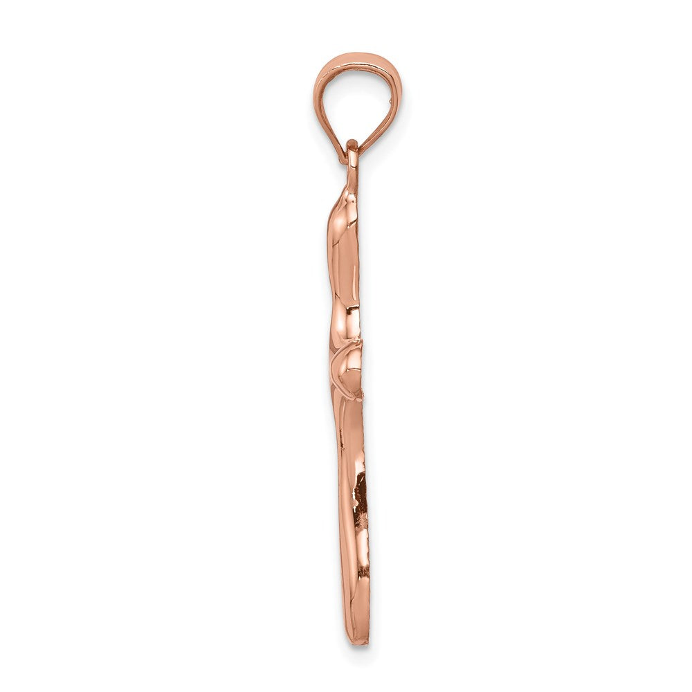 Million Charms 14K Rose Gold Themed Polished Rounded Edge Relgious Cross Pendant