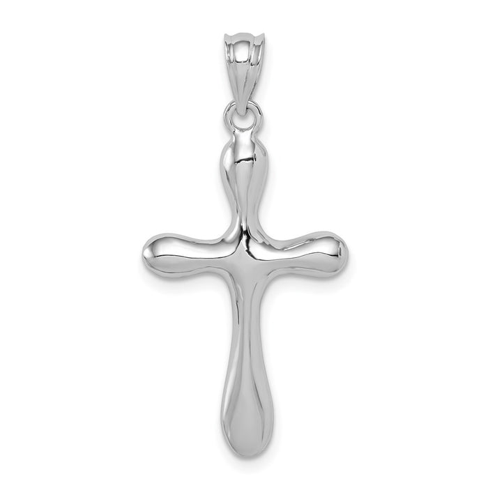 Million Charms 14K White Polished Rounded Edge Relgious Cross Pendant