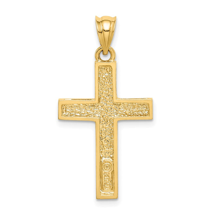 Million Charms 14K Yellow Gold Themed Polished & Diamond-Cut Relgious Cross Pendant