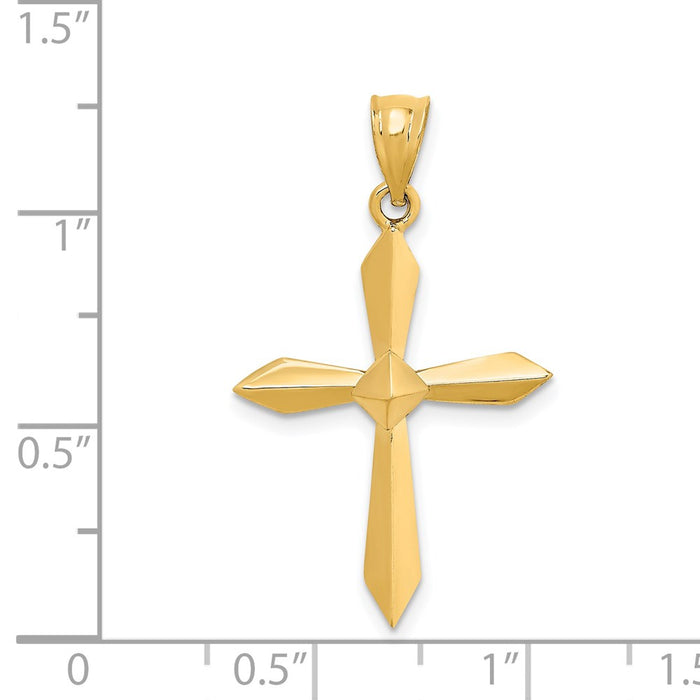 Million Charms 14K Yellow Gold Themed Polished Relgious Cross Pendant