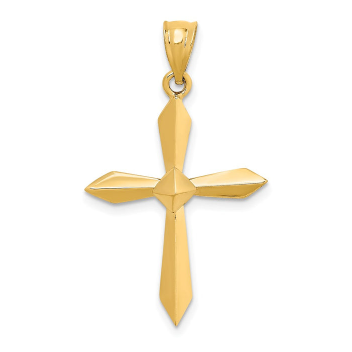 Million Charms 14K Yellow Gold Themed Polished Relgious Cross Pendant