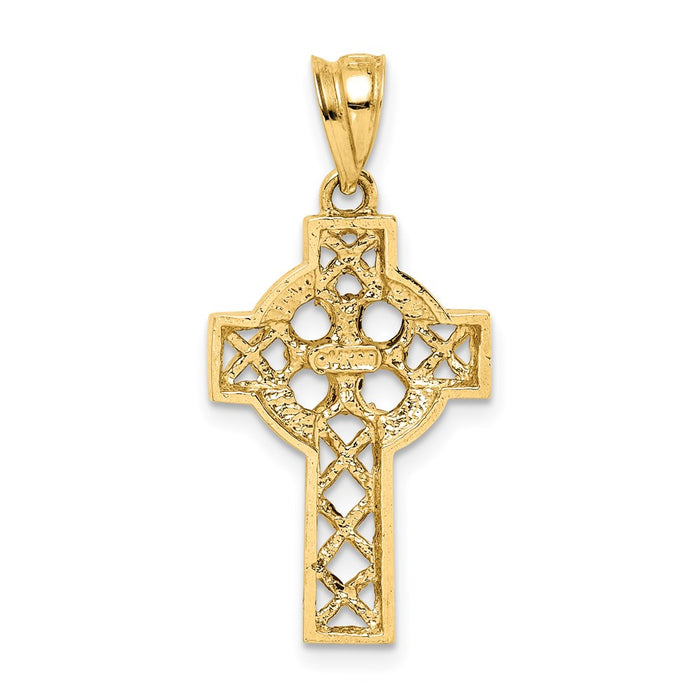 Million Charms 14K Yellow Gold Themed Polished Celtic Relgious Cross Pendant