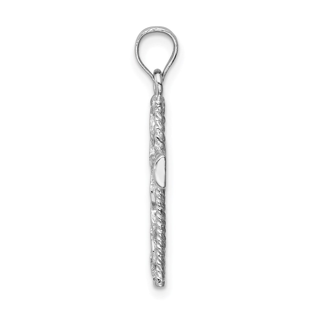 Million Charms 14K White Polished Braided Relgious Cross Pendant