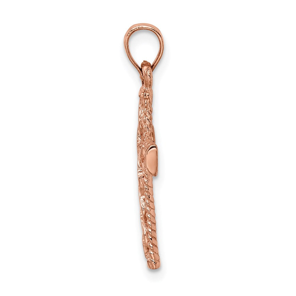 Million Charms 14K Rose Gold Themed Polished Braided Relgious Cross Pendant