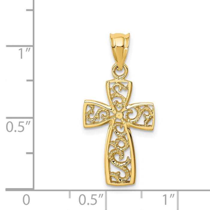 Million Charms 14K Yellow Gold Themed Polished Relgious Cross Pendant