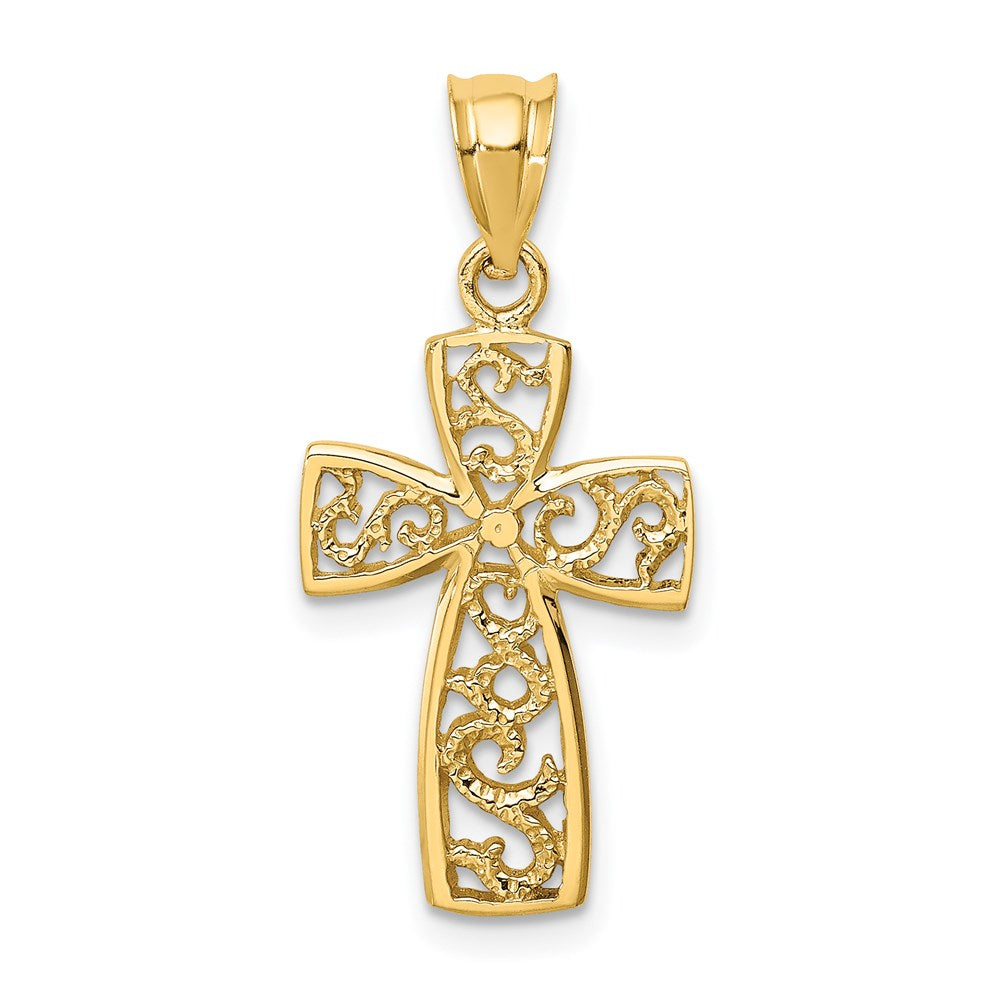 Million Charms 14K Yellow Gold Themed Polished Relgious Cross Pendant