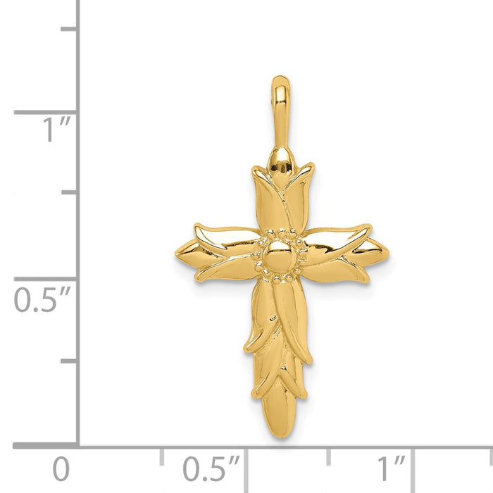 Million Charms 14K Yellow Gold Themed Polished Relgious Cross Pendant