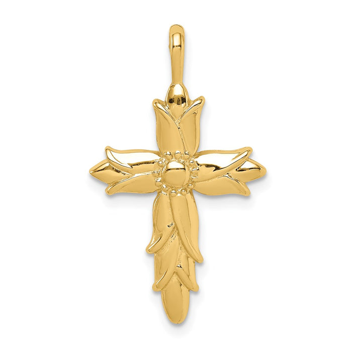 Million Charms 14K Yellow Gold Themed Polished Relgious Cross Pendant