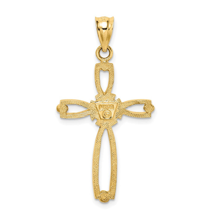 Million Charms 14K Yellow Gold Themed Polished Relgious Cross Pendant