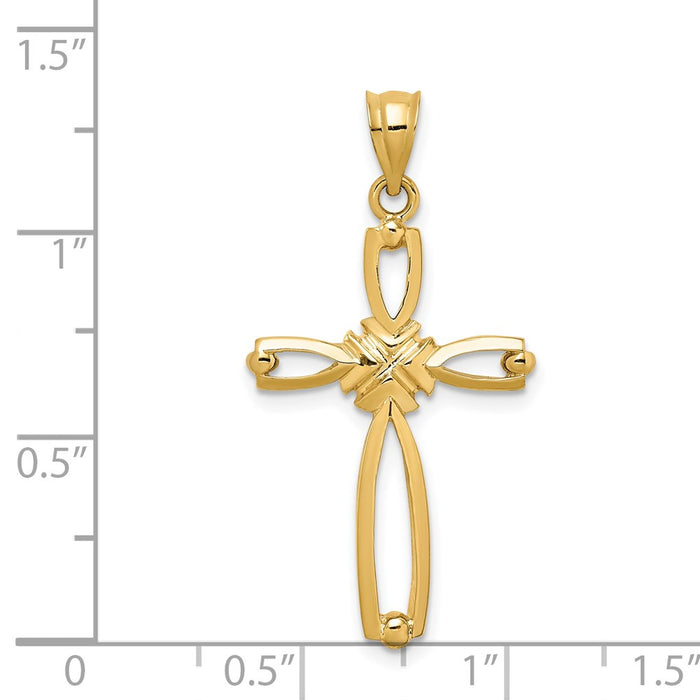 Million Charms 14K Yellow Gold Themed Polished Relgious Cross Pendant