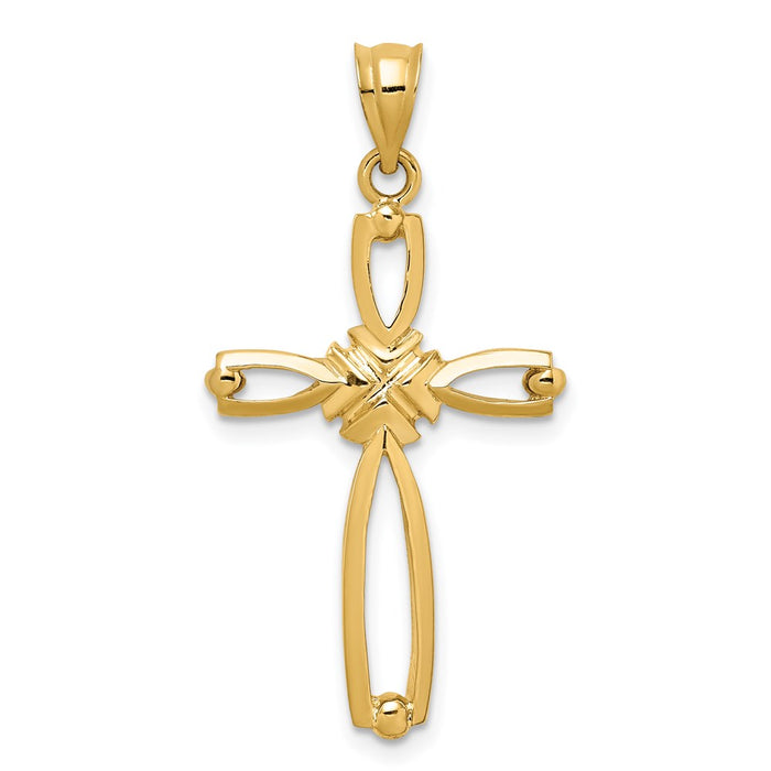 Million Charms 14K Yellow Gold Themed Polished Relgious Cross Pendant