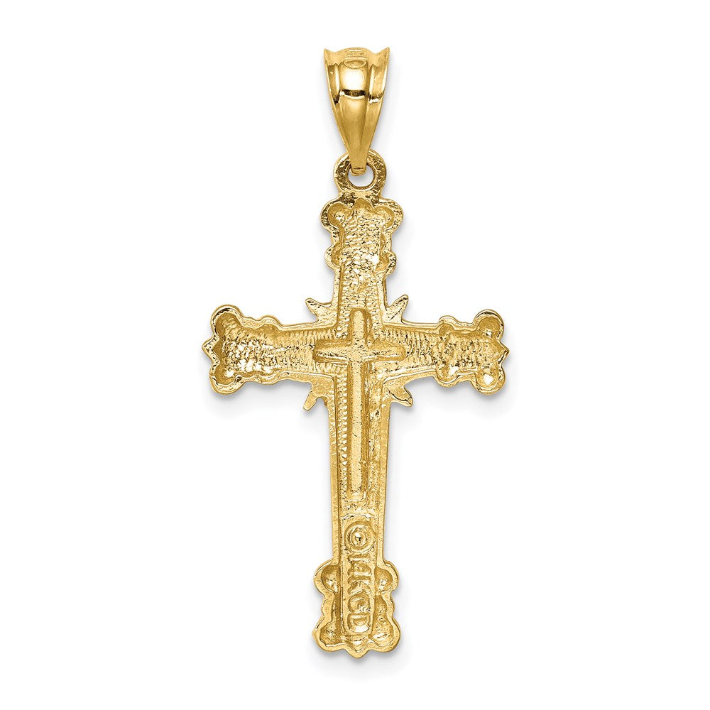 Million Charms 14K Yellow Gold Themed Polished Fancy Relgious Cross Pendant
