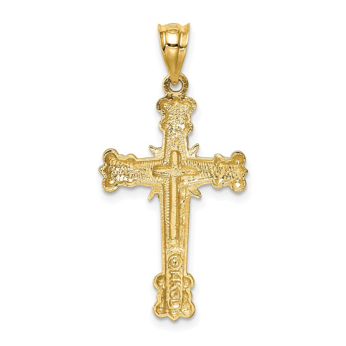 Million Charms 14K Yellow Gold Themed Polished Fancy Relgious Cross Pendant