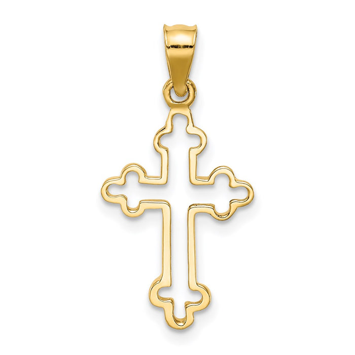 Million Charms 14K Yellow Gold Themed Polished Relgious Cross Pendant